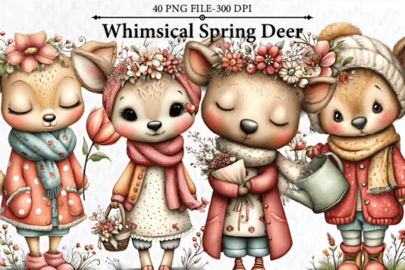 Download Whimsical Spring Deer Clipart - Spring Collection