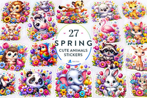 Download Spring Cute Animals Stickers Bundle - Spring Collection