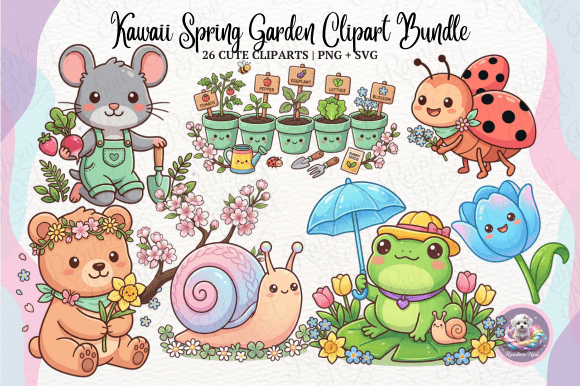 Download Kawaii Spring Garden Clipart Kit - Spring Collection