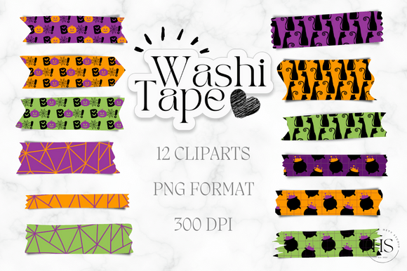 Download 12 Happy Halloween Washi Tape PNG Bundle - Washi tape Collection