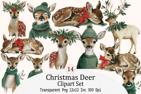 Download Christmas Deer Clipart Set - Deer clipart set Collection