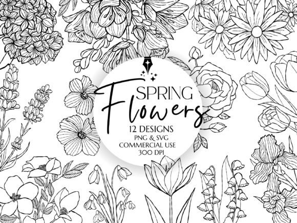 Download Spring Flowers Outline Clipart Png &amp; SVG - Spring Collection