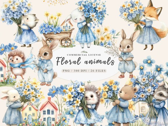 Download Woodland Spring Floral Cute Animal Png - Spring Collection