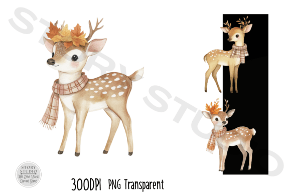 Download Cute Autumn Deer Clipart Set - Deer clipart set Collection