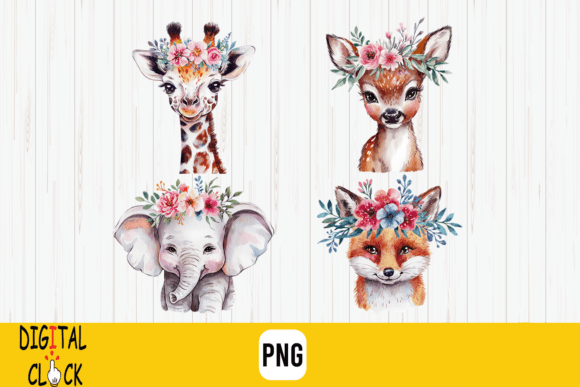 Download Boho Spring Floral Safari Animals PNG - Spring Collection
