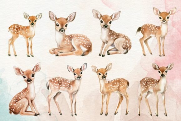 Download Watercolor Deer Clipart Set - Deer clipart set Collection