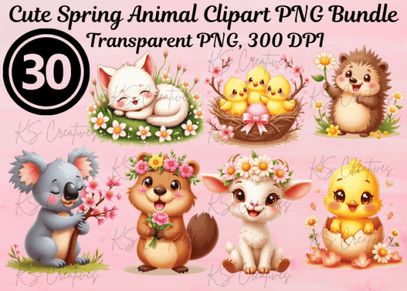 Download Cute Spring Animal Clipart PNG Bundle - Spring Collection